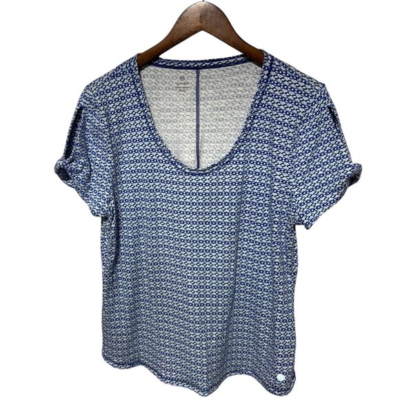 T By Talbots Short Sleeve Top Blue/White Size XL Petite - Picture 1 of 6